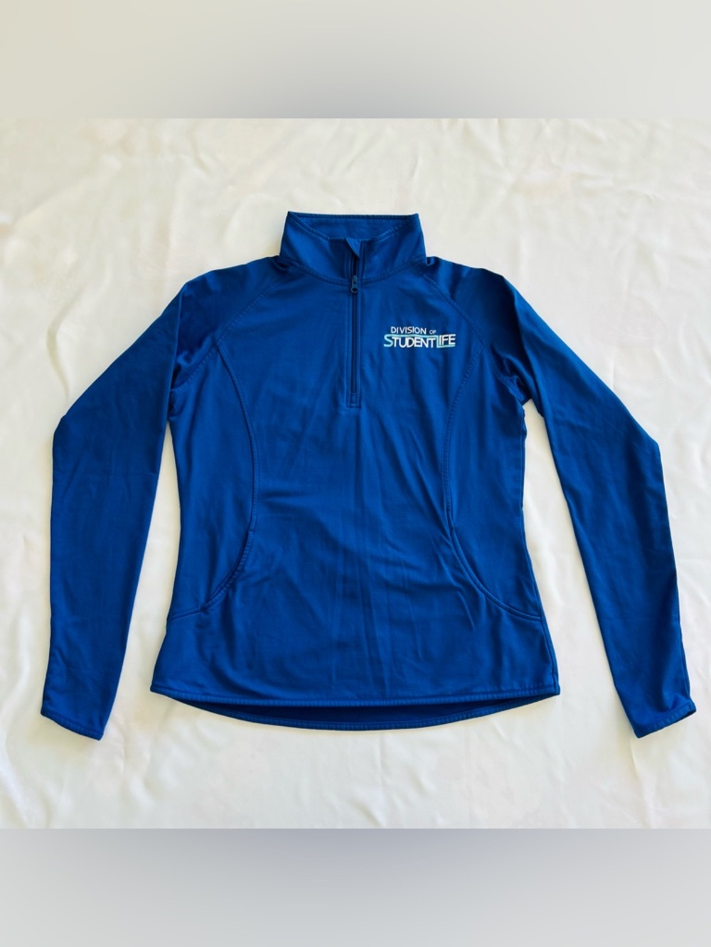 EUC Small Creighton Bluejays Logo Student Life Blue Quarter Zip Pullover Sweater